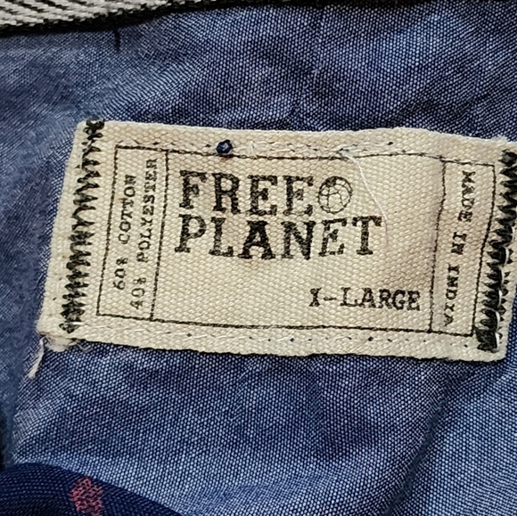 Free Planet Flamingo Print Shirt Navy Pink XL Short Sleeve Button Down - Picture 7 of 8